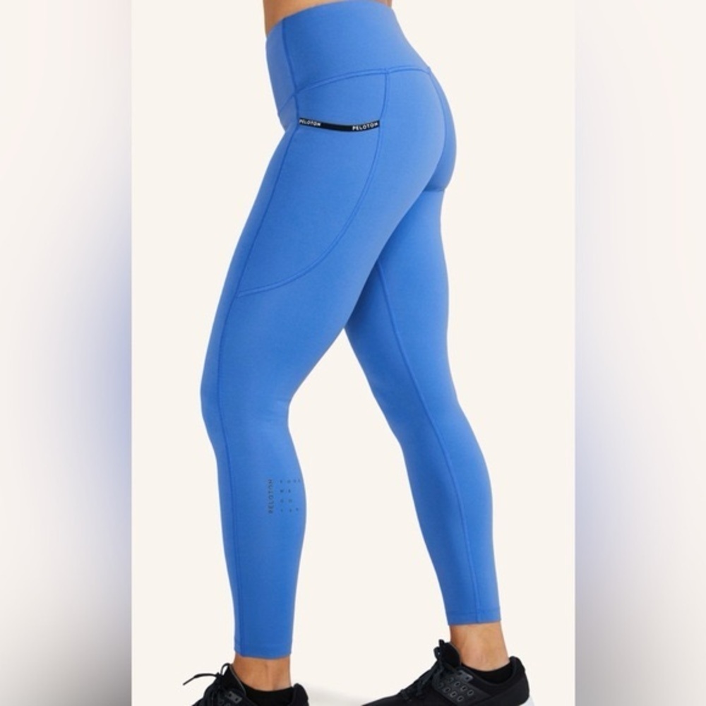 Peloton Here Now Logo Trim Pocket High Rise Leggings in blue medium